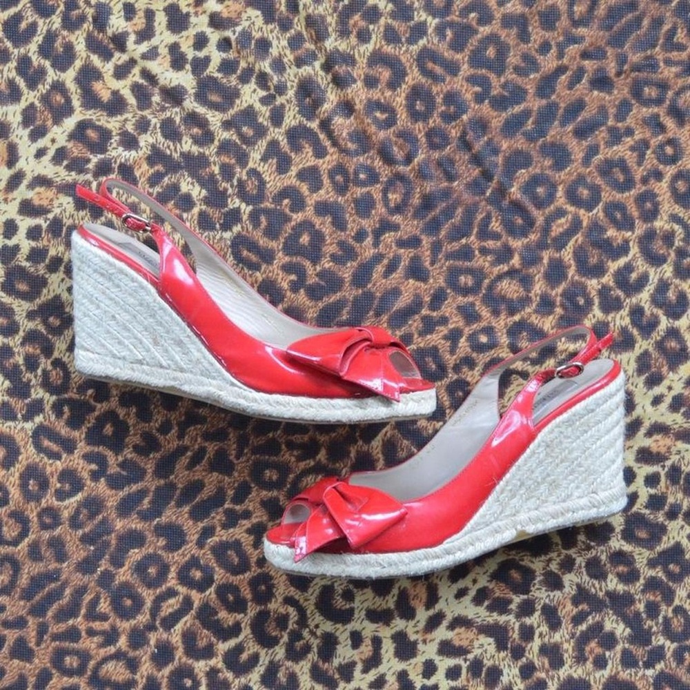 Valentino red patent wedges